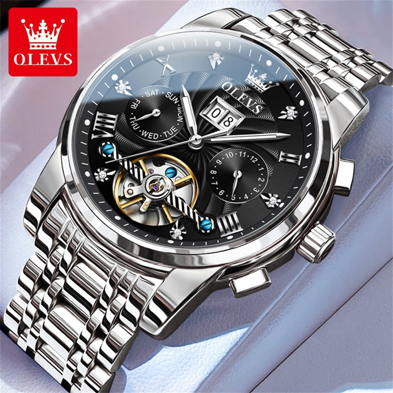 OLEVS Stainless Steel Business Luxury Automatic Mechanical Watches For Men