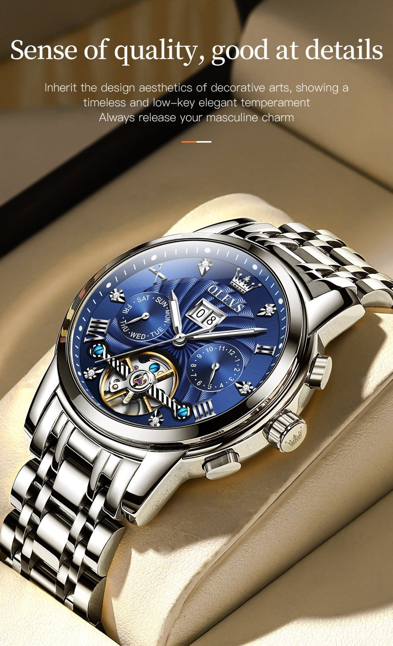 OLEVS Stainless Steel Business Luxury Automatic Mechanical Watches For Men