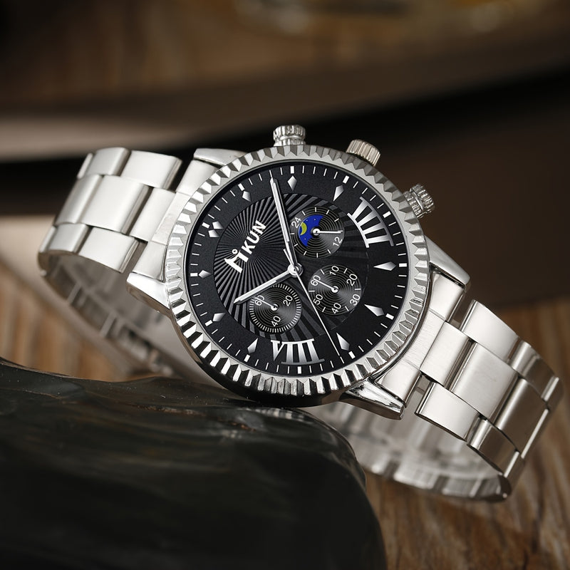 6pcs Men's Luxury Gift Set with Analog Quartz Watch