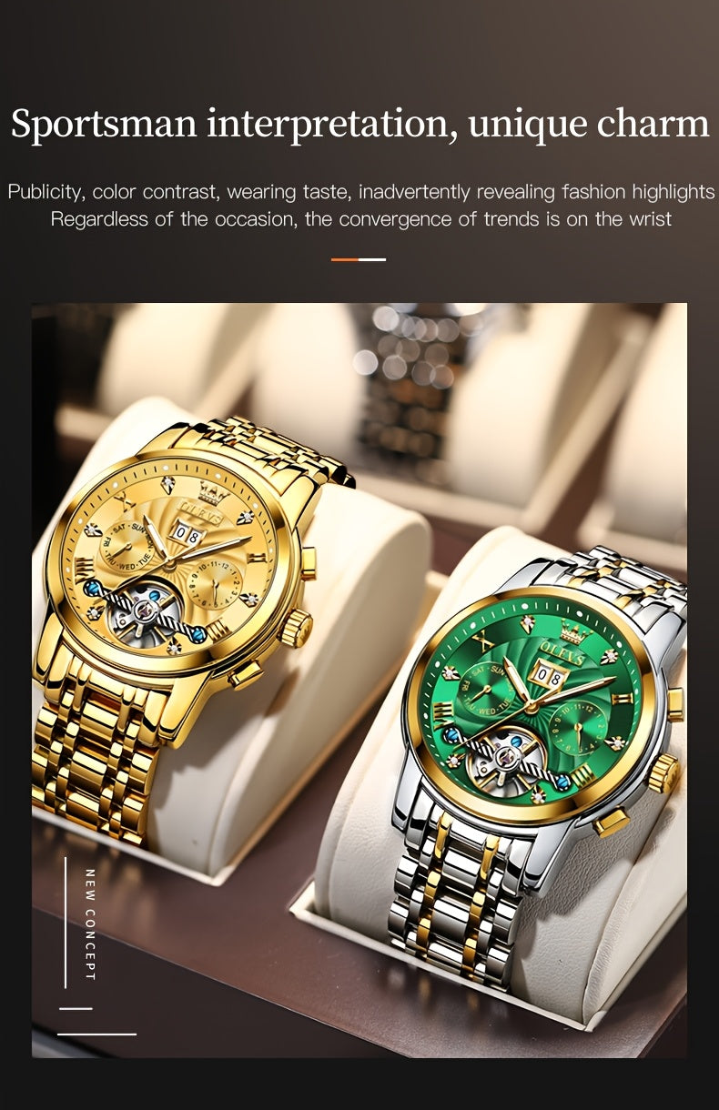 OLEVS Stainless Steel Business Luxury Automatic Mechanical Watches For Men