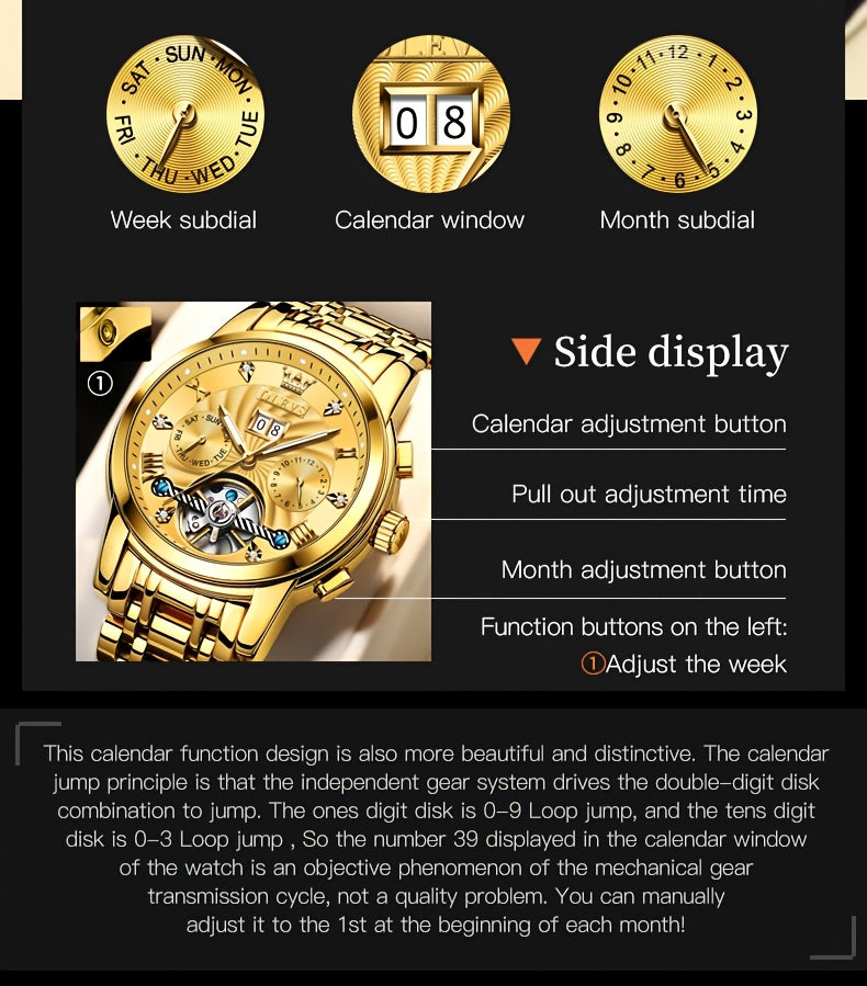 OLEVS Stainless Steel Business Luxury Automatic Mechanical Watches For Men