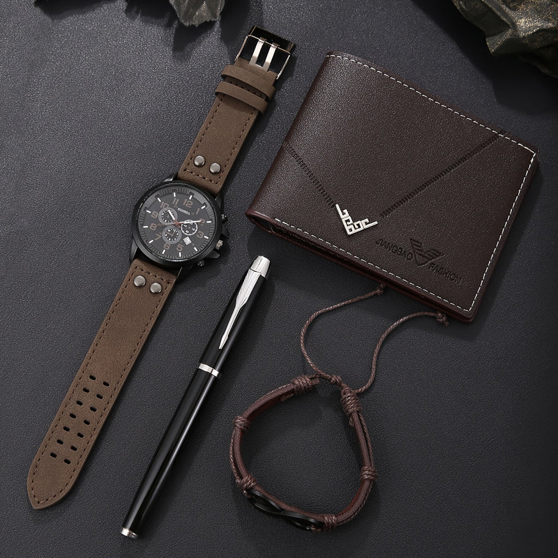 4pcs Men's Quartz Watch Gift Set
