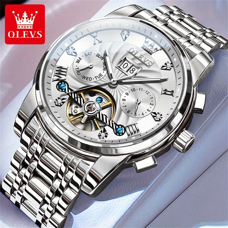 OLEVS Stainless Steel Business Luxury Automatic Mechanical Watches For Men